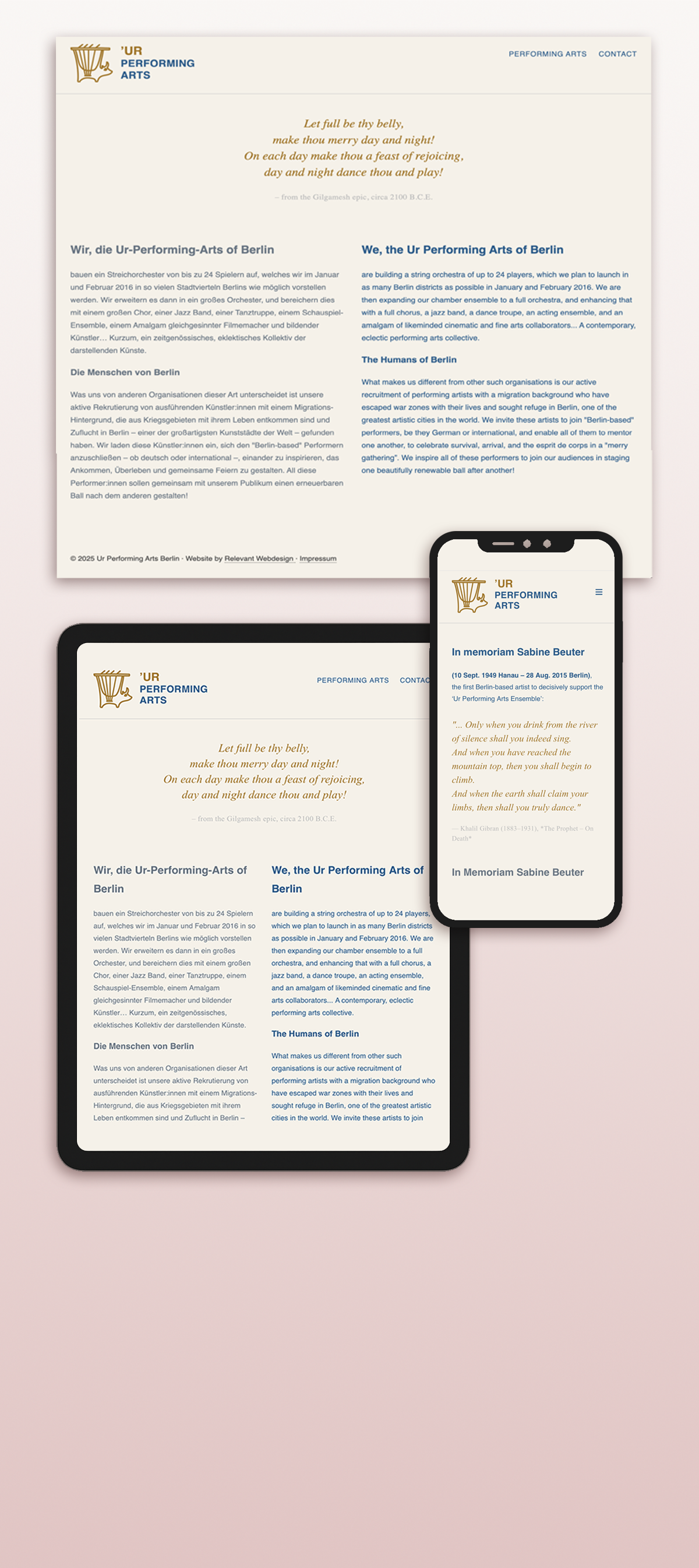 Mockup mehrsprachiges Webdesign Berlin – Ur Performing Arts